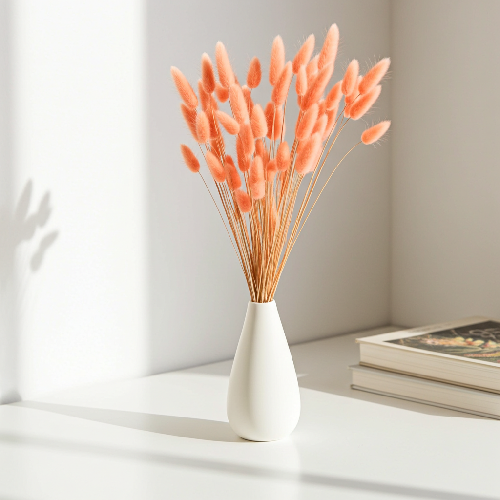 Sušený Lagurus – lososová, jemný přírodní materiál pro svatební a interiérové dekorace